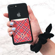 monogrammed plaid credit card pocket on iphone