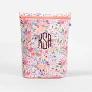monogrammed coral floral ditty bag