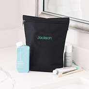 Black ditty bag with toiletries