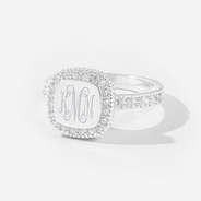 Monogrammed Pave Ring in Silver