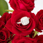 silver pave personalized ring on roses