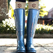 oatmeal monogrammed tall knee socks with rain boots