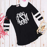 varsity tunic shirt in black for game day