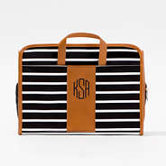 monogrammed striped hanging toiletry bag
