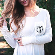 white monogrammed pocket tunic