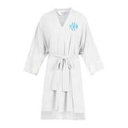 monogrammed bath robe in white