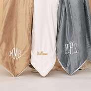 gray ivory and brown personalized sherpa blankets