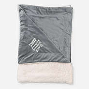 personalized sherpa blanket in gray