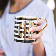striped monogrammed coffee mug