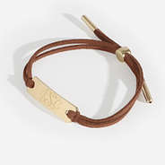 monogrammed suede bracelet in brown