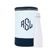 Monogrammed Blue Seersucker Ditty Bag