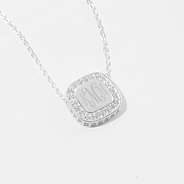 Silver chain and silver mirrored monogrammed disc