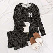 onyx leopard pj set flatlay