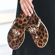 leopard embroidered sandals set up close