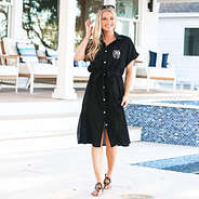 leopard embroidered sandals set with breezy cover up