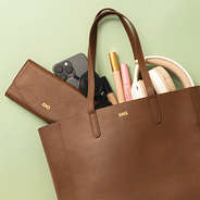 brown leather wallet with tote 2025