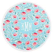 monogrammed round towel in aqua lemon