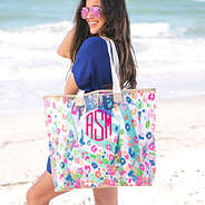multi leopard monogrammed large beach bag