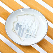 Monogrammed Silver Ring Dish with arrow necklace