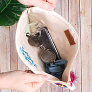 inside of monogrammed cabana clutch