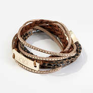 monogrammed wrap bracelet stack in brown