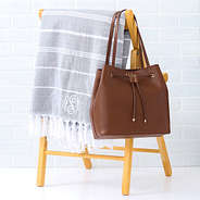 Monogrammed Turkish Towel with leather tote