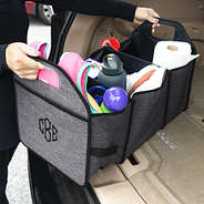 heathered charcoal trunk organizer in trunk