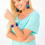 Monogrammed Gold Tassel Earrings And Bracelet