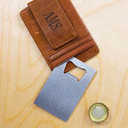 small bottle opener with personalized wallet