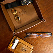 Personalized Leather Men's Items valet tray and wallet