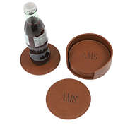 Monogrammed Leather Coaster Set of Six