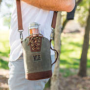 monogrammed canvas growler tote bag