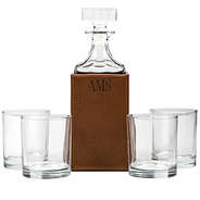 Personalized Decanter Set in leather