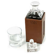 leather personalized decanter set for men