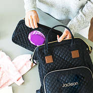 quilted diaper backpack changing bag for babies with name monogram