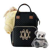 Monogrammed Diaper Backpack in Black