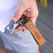 leather keychain antiqued design