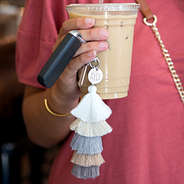 Monogrammed Ombre Keychain in Natural with coffee