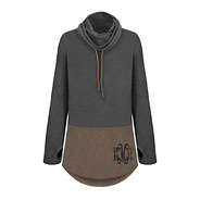 monogrammed colorblock cowl neck tunic pullover sweatshirt