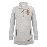 monogrammed quilted pullover sweatshirt in light gray