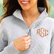 close up of gray pullover sweatshirt zipper