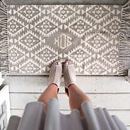 Monogrammed Door Mat in Grey Aztec
