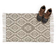 Monogrammed Printed Door Mat with brown duck boots
