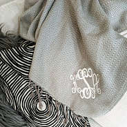 Monogrammed Tassel Throw in Gray