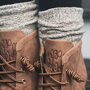 close up of duck boot socks