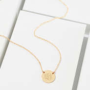 monogrammed gold circle necklace