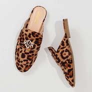 Monogrammed Slide On Loafers in Leopard Spots