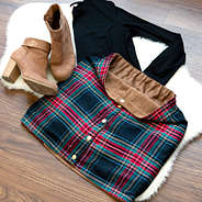 plaid reversible skirt with booties