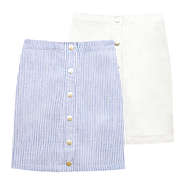 Seersucker and White Reversible Skirt
