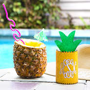 monogrammed pineapple koolie with pineapple drink